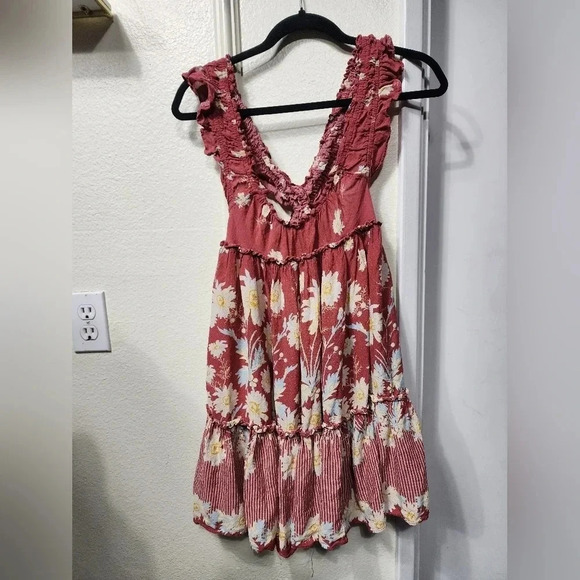 Free People Intimately Bali Wild Daisy Slip Dress Red Floral Sz XS Boho Spring - Picture 3 of 8